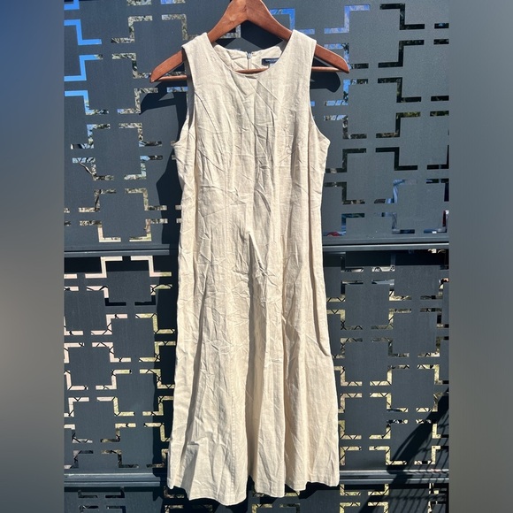 Tommy Hilfiger Womens Natural Linen Blend Preppy Euro Summer Midi Dress 4 - Picture 2 of 11